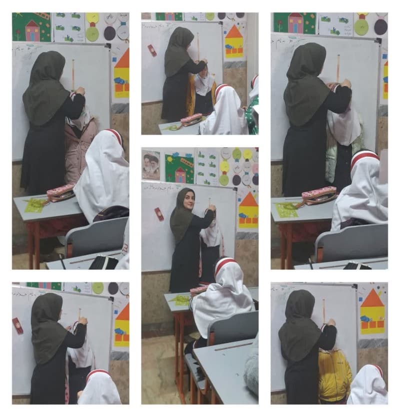 اندازه گیری قد بچه های عزیز جهت ایجاد انگیزه و شروع تدریس فصل۵ ریاضی(اندازه گیری)